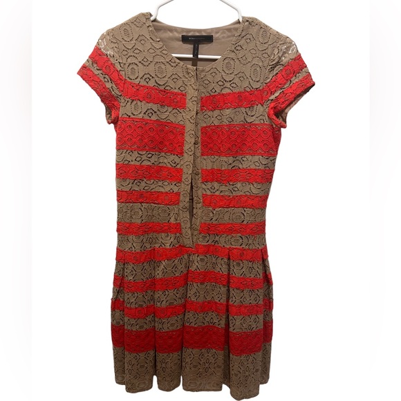 BCBGMAXAZRIA Mixed Lace Shirt Cotton Dress - Picture 2 of 6